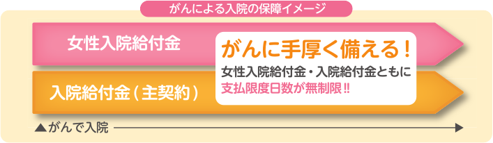 スマイルレディ　がんによる入院保障イメージ